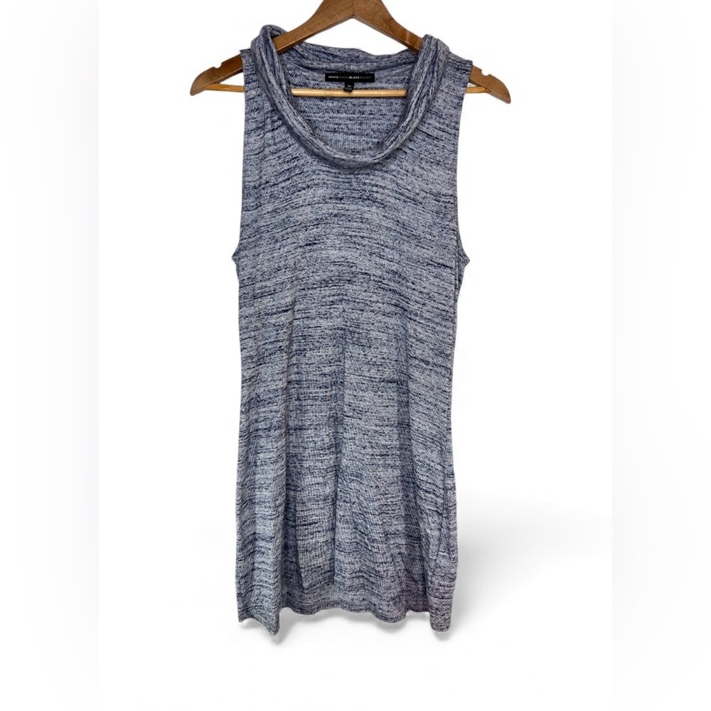 White House Black Market Heathered Blue Sleeveless Cowl Neck Tunic Top Size XL - Picture 2 of 4